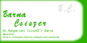 barna csiszer business card